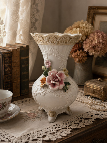 Capodimonte keramik vase rosen - capodimonte,