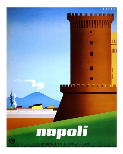Vintage napoli reiseplakat - napoli,