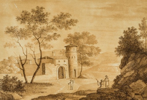 Italienische landschaft mit - landschaft,