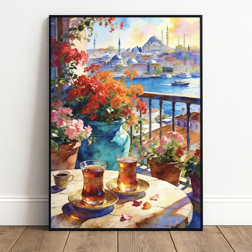 Mediterranes poster stadt - poster, cafe