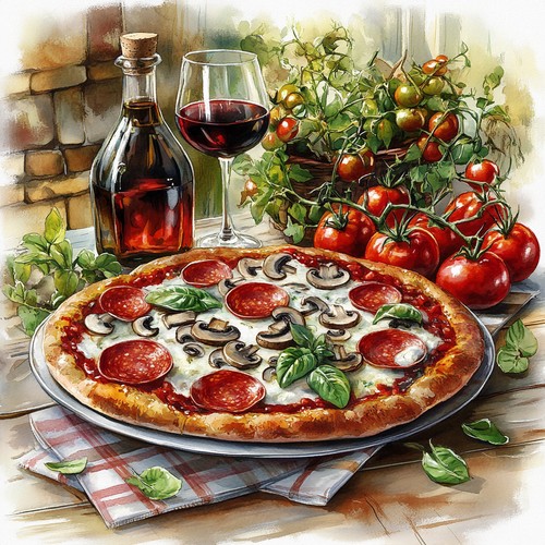 Wandbild küche pizza - küche,