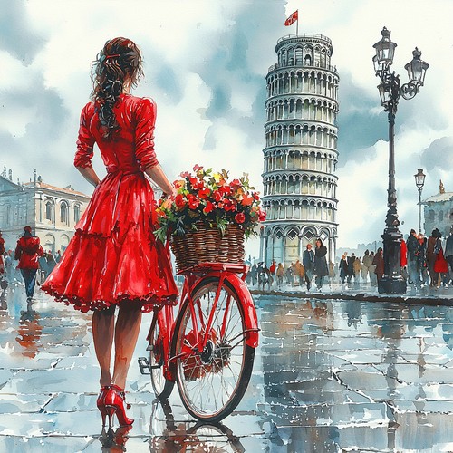 Wandbild italien turm pisa - italien,
